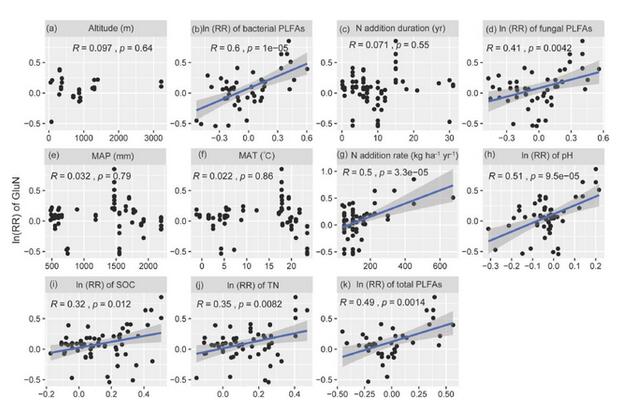 氮添加對微生物殘體量的影響
