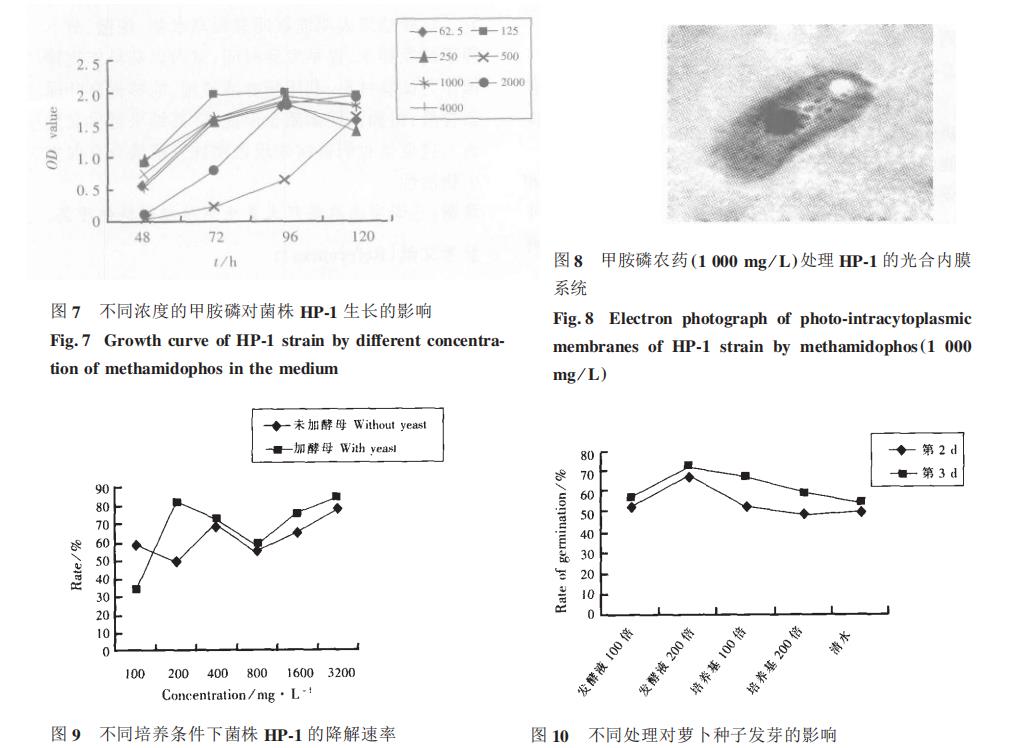 光合細(xì)菌菌株HP-1生長曲線、甲胺磷耐受能力、降解能力測(cè)定（三）